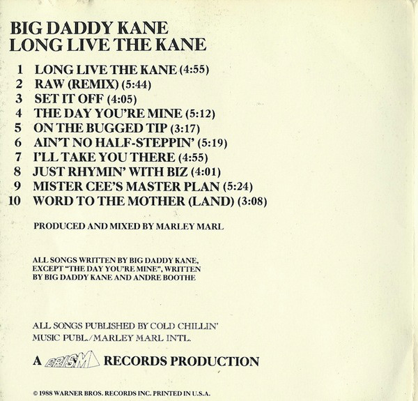 Long Live The Kane by Big Daddy Kane (CD 1988 Cold Chillin') in